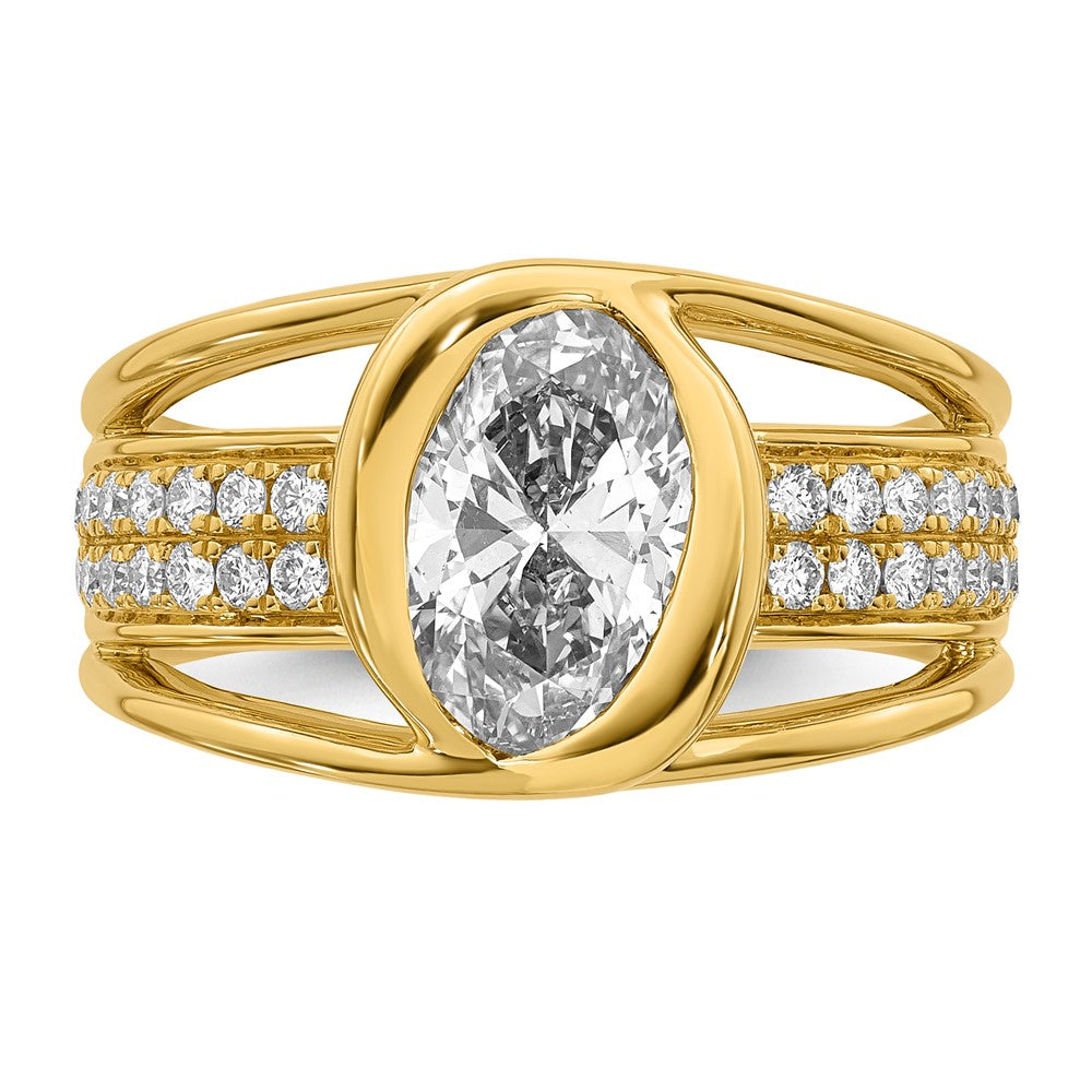 14ky Certified Oval Center Lab Grown Diamond VS+ F+ Ring