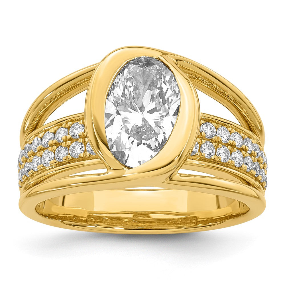 14ky Certified Oval Center Lab Grown Diamond VS+ F+ Ring