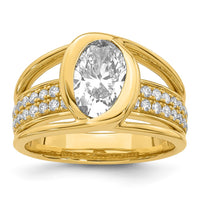 14ky Certified Oval Center Lab Grown Diamond VS+ F+ Ring