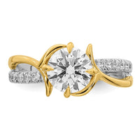 14ktt Certified Round Center Lab Grown Diamond VS+ F+ Ring