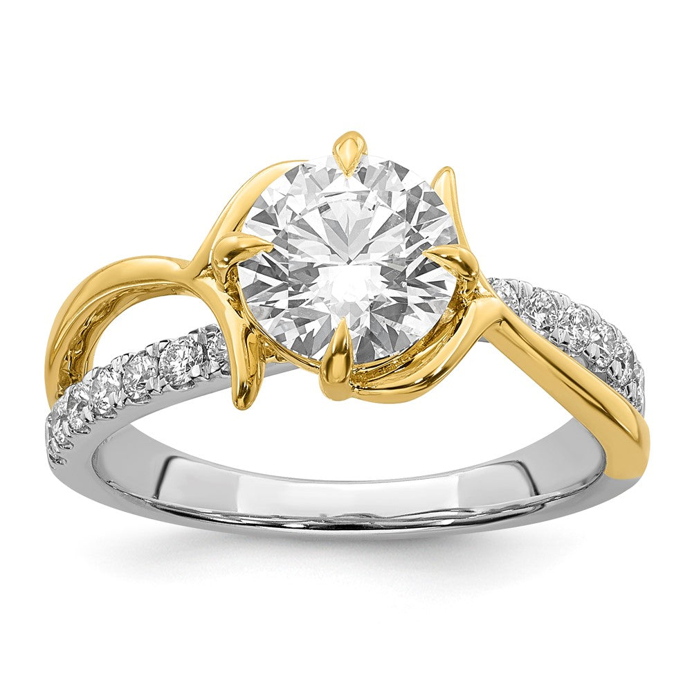 14ktt Certified Round Center Lab Grown Diamond VS+ F+ Ring