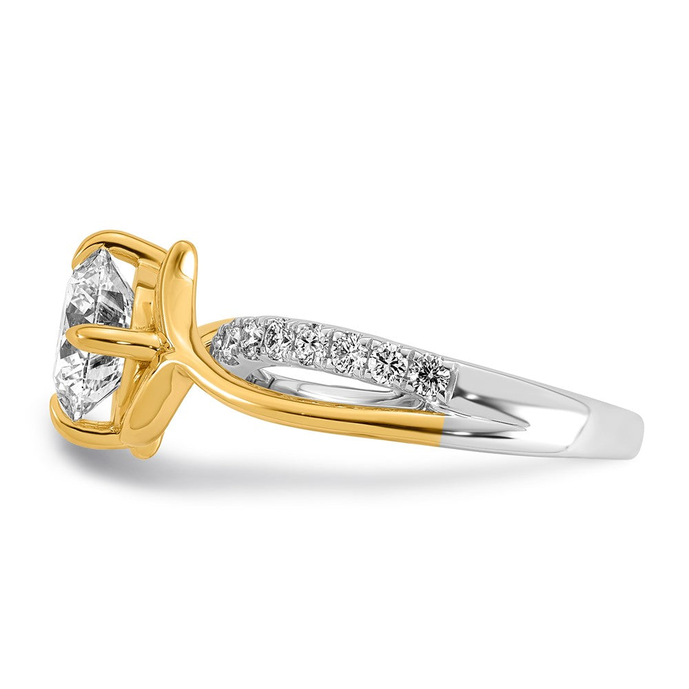 14ktt Certified Round Center Lab Grown Diamond VS+ F+ Ring