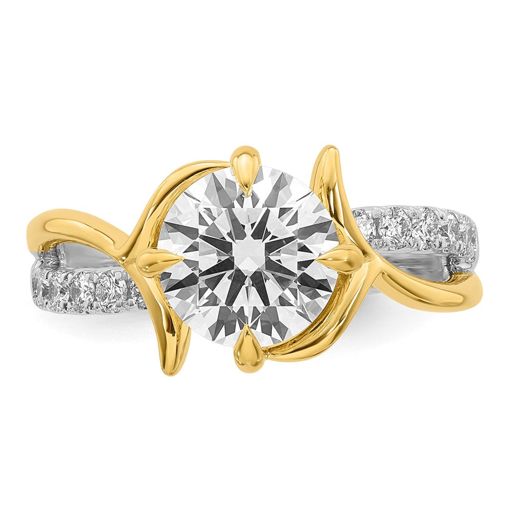 14ktt Certified Round Center Lab Grown Diamond VS+ F+ Ring