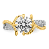 14ktt Certified Round Center Lab Grown Diamond VS+ F+ Ring