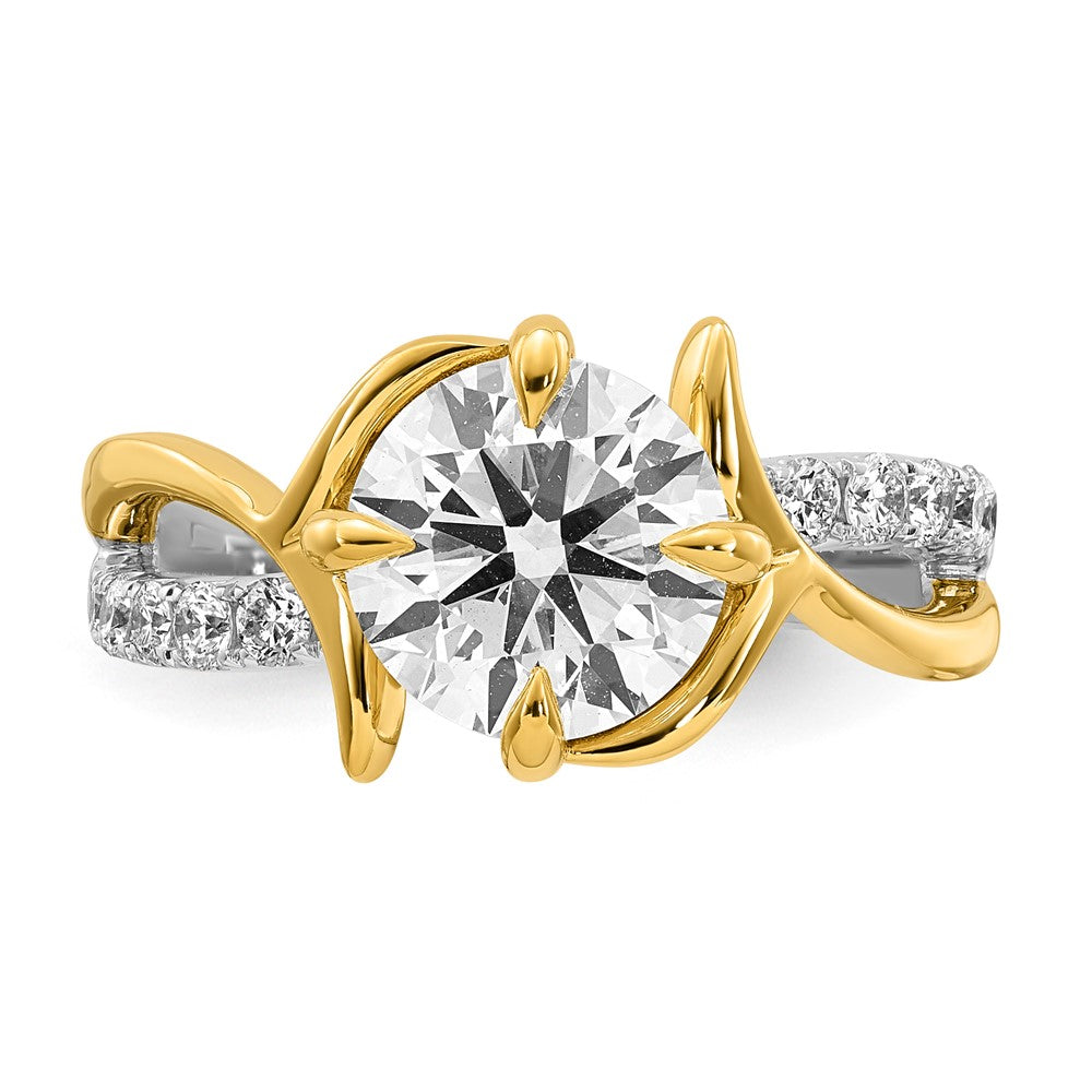 14ktt Certified Round Center Lab Grown Diamond VS+ F+ Ring