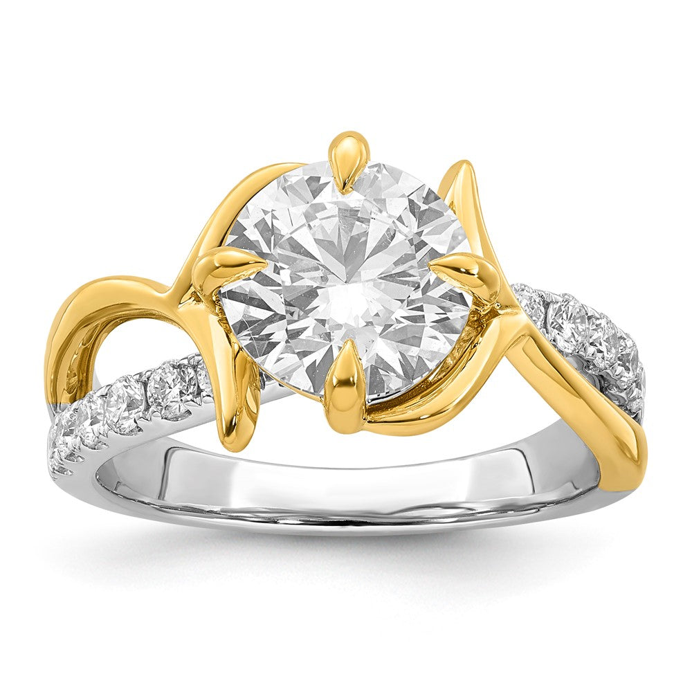 14ktt Certified Round Center Lab Grown Diamond VS+ F+ Ring