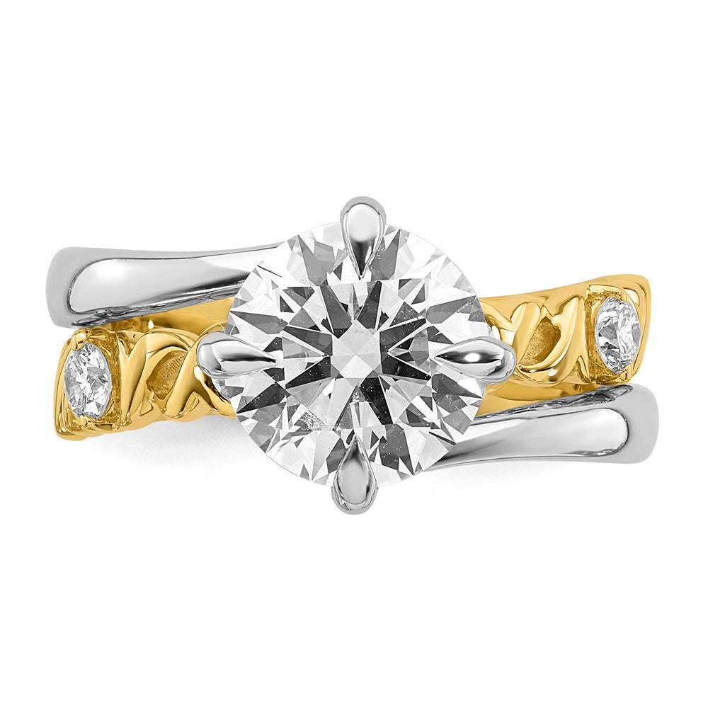 14ktt Certified Round Center Lab Grown Diamond VS+ F+ Ring
