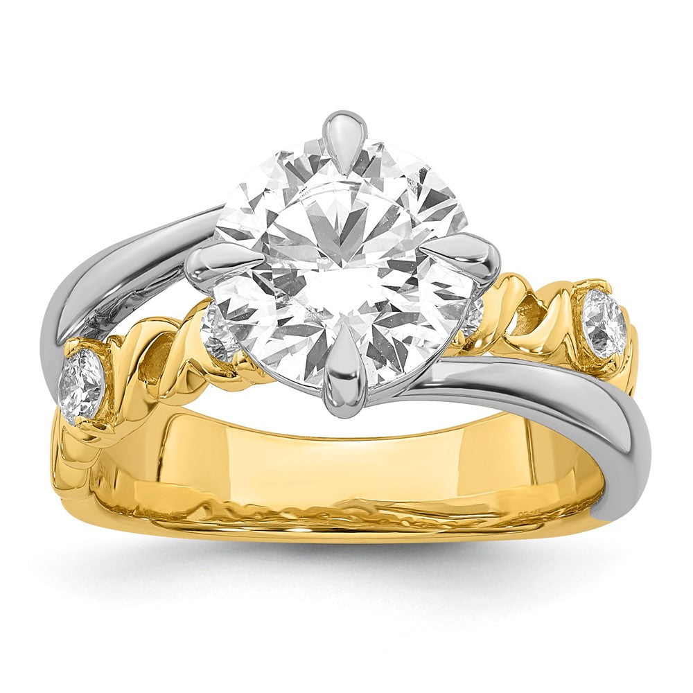 14ktt Certified Round Center Lab Grown Diamond VS+ F+ Ring