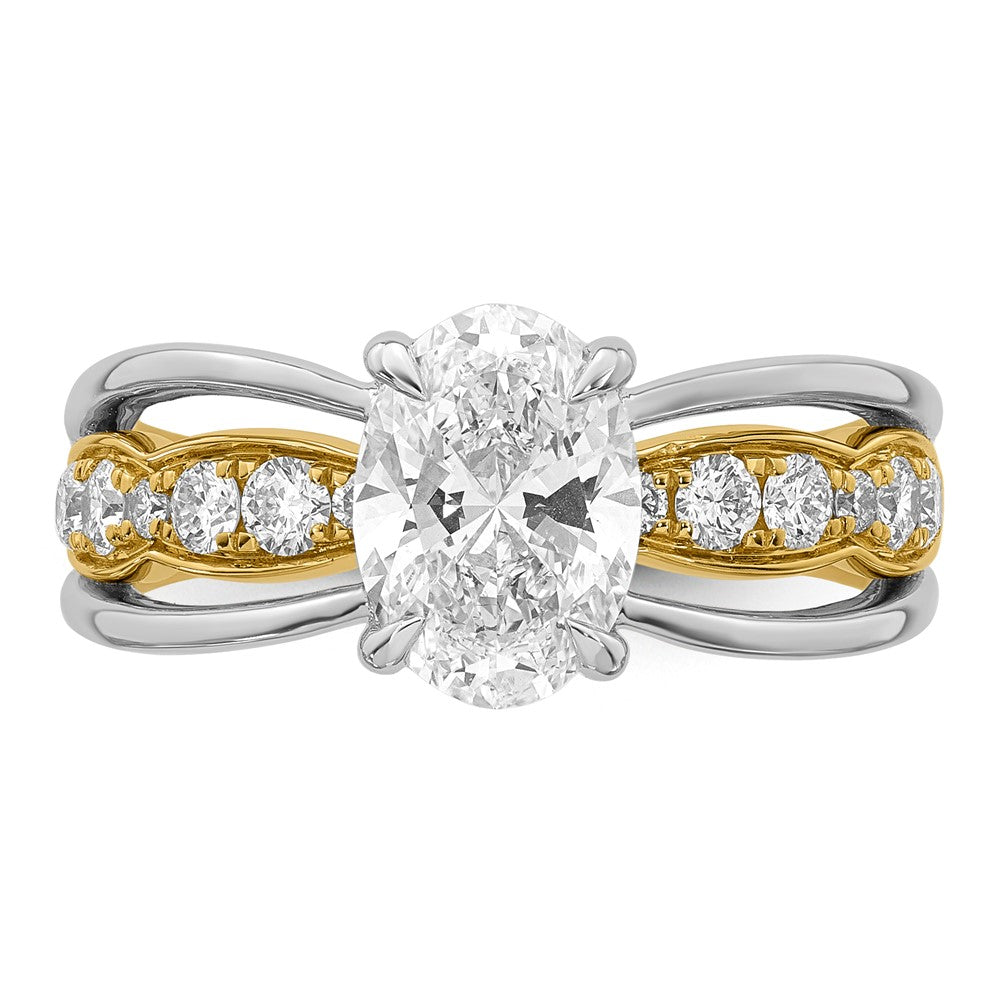 14ktt Certified Oval Center Lab Grown Diamond VS+ F+ Ring