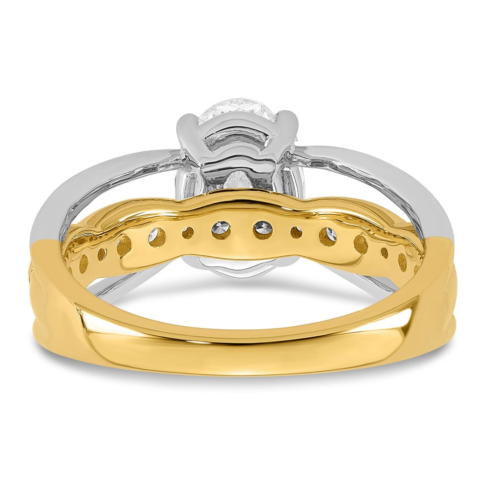 14ktt Certified Oval Center Lab Grown Diamond VS+ F+ Ring
