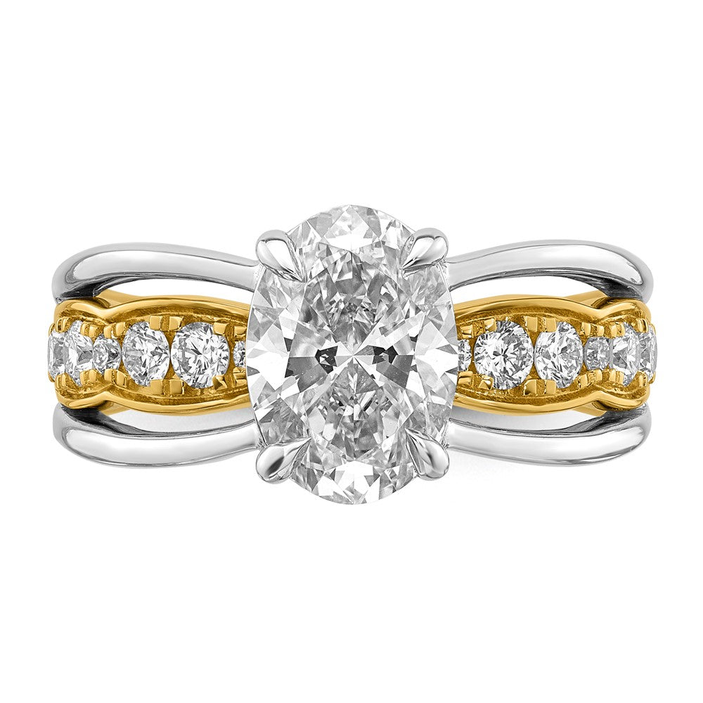 14ktt Certified Oval Center Lab Grown Diamond VS+ F+ Ring
