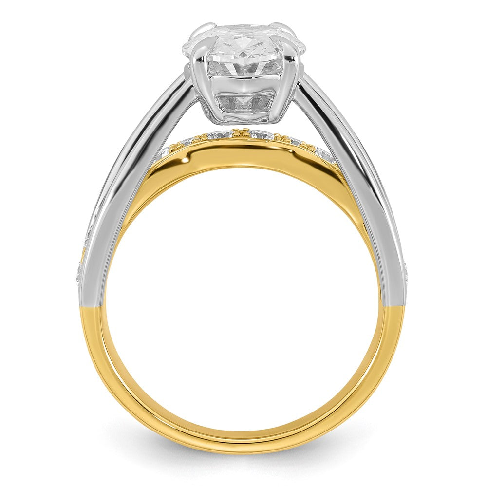14ktt Certified Oval Center Lab Grown Diamond VS+ F+ Ring