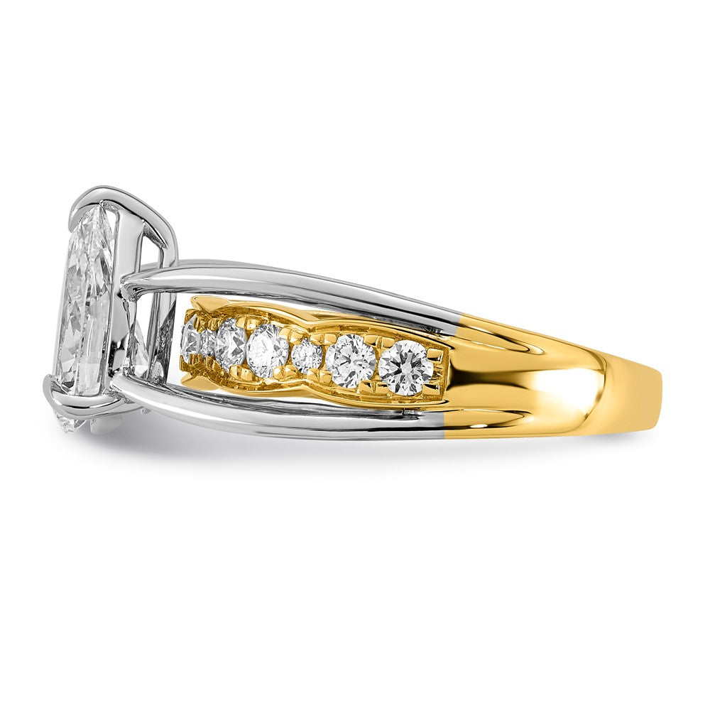 14ktt Certified Pear Center Lab Grown Diamond VS+ F+ Ring
