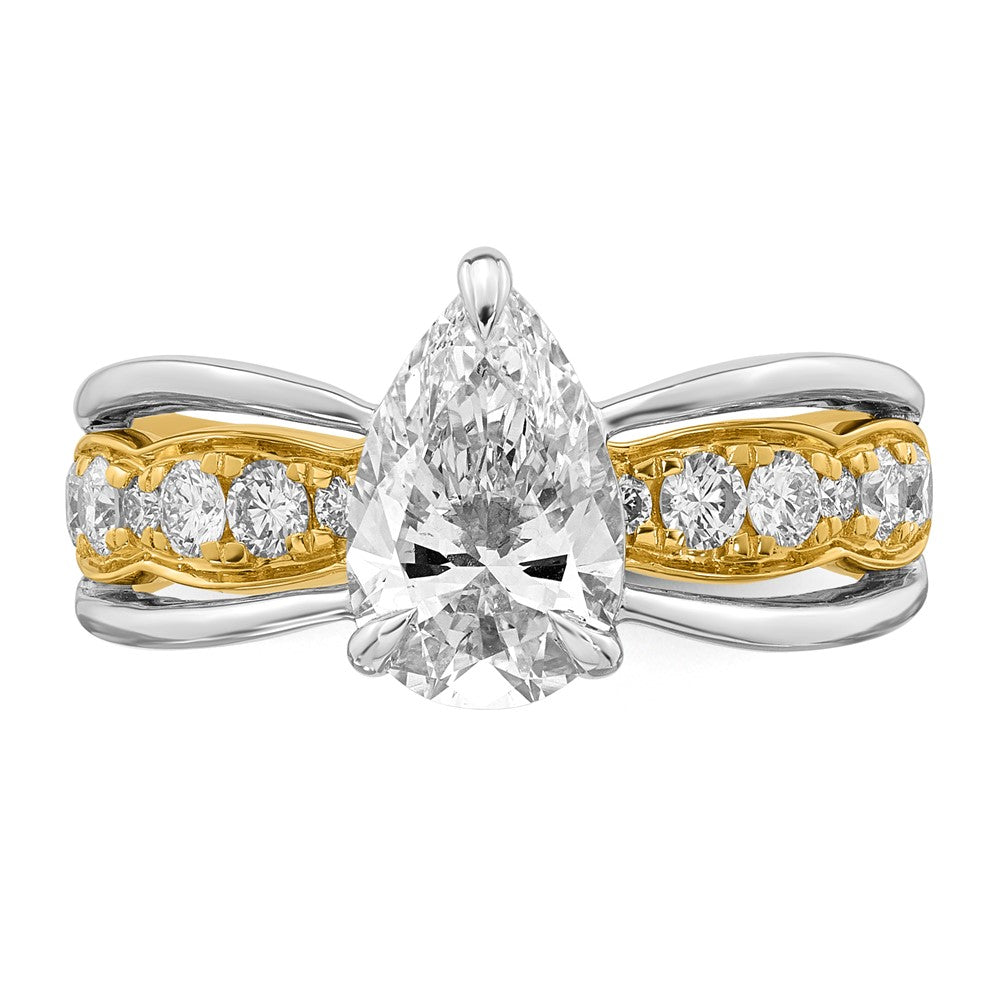 14ktt Certified Pear Center Lab Grown Diamond VS+ F+ Ring