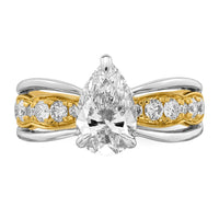 14ktt Certified Pear Center Lab Grown Diamond VS+ F+ Ring