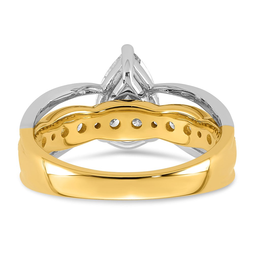 14ktt Certified Pear Center Lab Grown Diamond VS+ F+ Ring