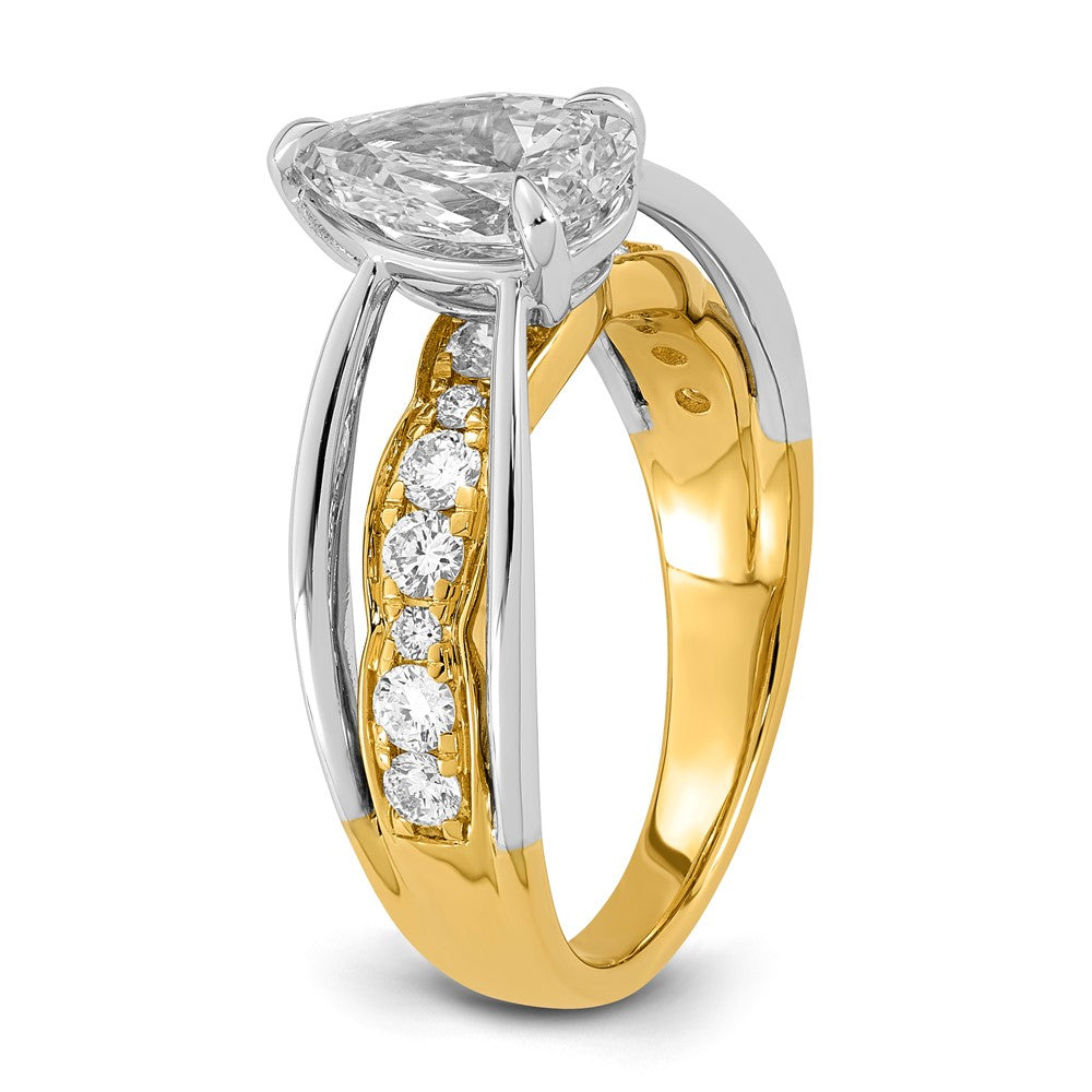 14ktt Certified Pear Center Lab Grown Diamond VS+ F+ Ring