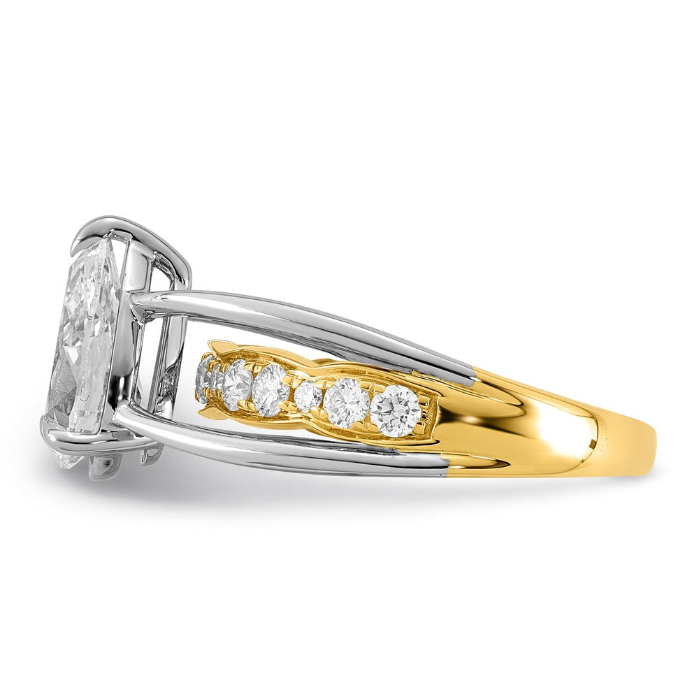 14ktt Certified Pear Center Lab Grown Diamond VS+ F+ Ring