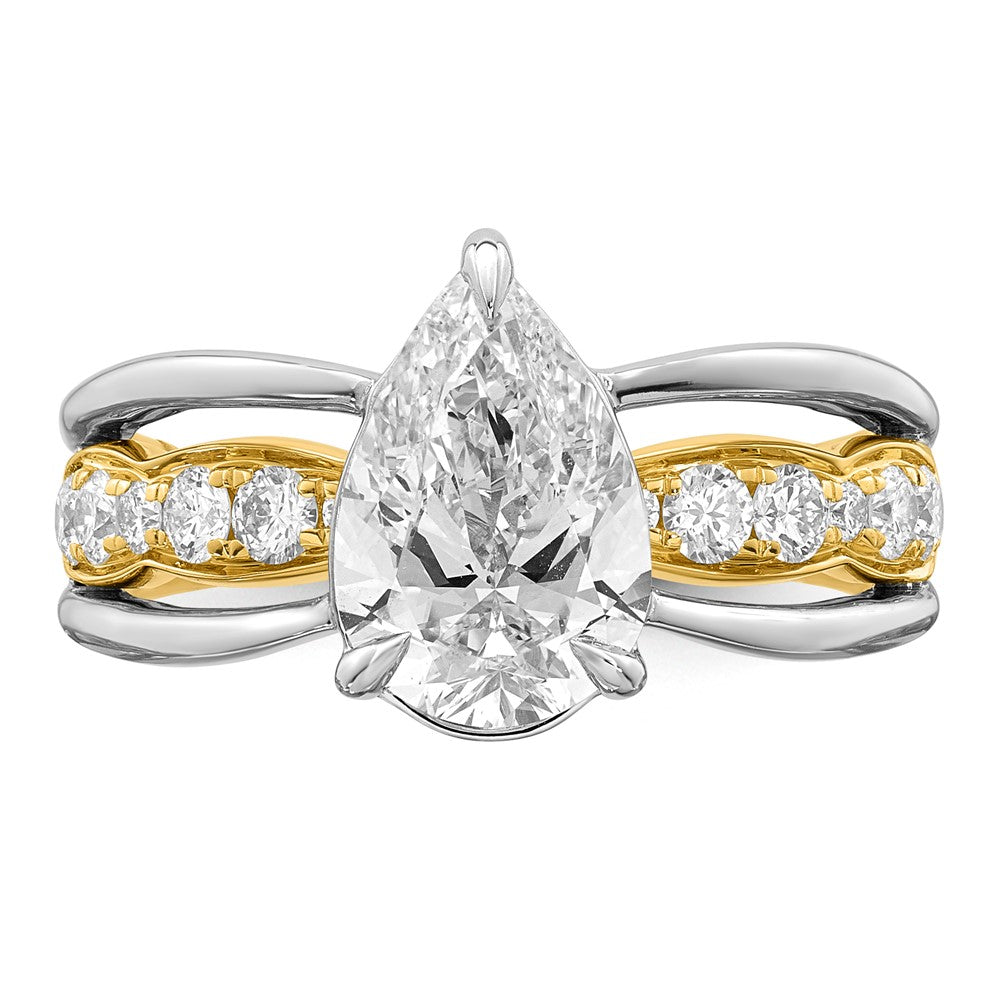 14ktt Certified Pear Center Lab Grown Diamond VS+ F+ Ring