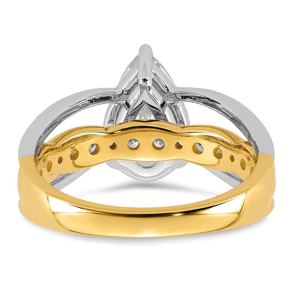14ktt Certified Pear Center Lab Grown Diamond VS+ F+ Ring