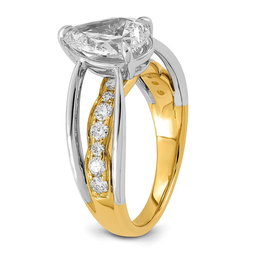 14ktt Certified Pear Center Lab Grown Diamond VS+ F+ Ring