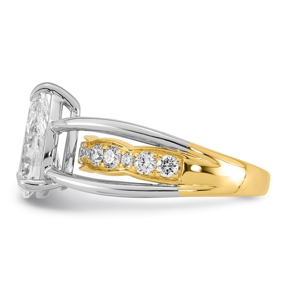 14ktt Certified Pear Center Lab Grown Diamond VS+ F+ Ring