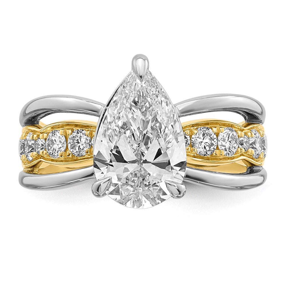 14ktt Certified Pear Center Lab Grown Diamond VS+ F+ Ring