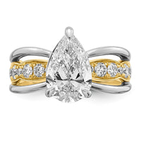 14ktt Certified Pear Center Lab Grown Diamond VS+ F+ Ring