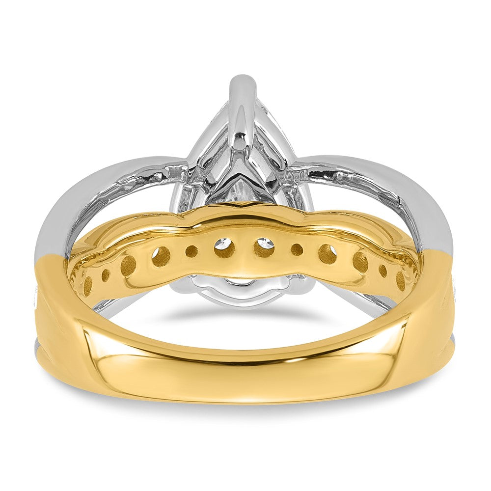 14ktt Certified Pear Center Lab Grown Diamond VS+ F+ Ring