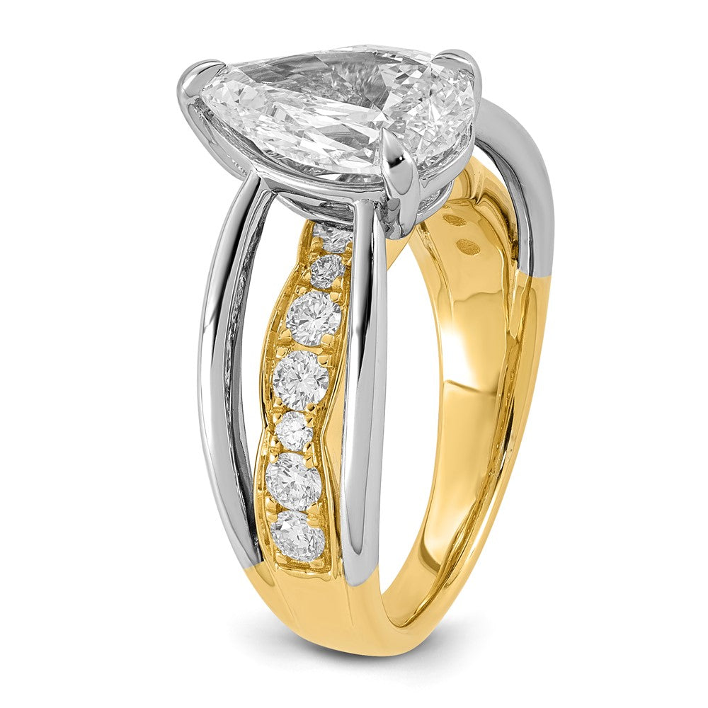 14ktt Certified Pear Center Lab Grown Diamond VS+ F+ Ring