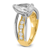 14ktt Certified Pear Center Lab Grown Diamond VS+ F+ Ring