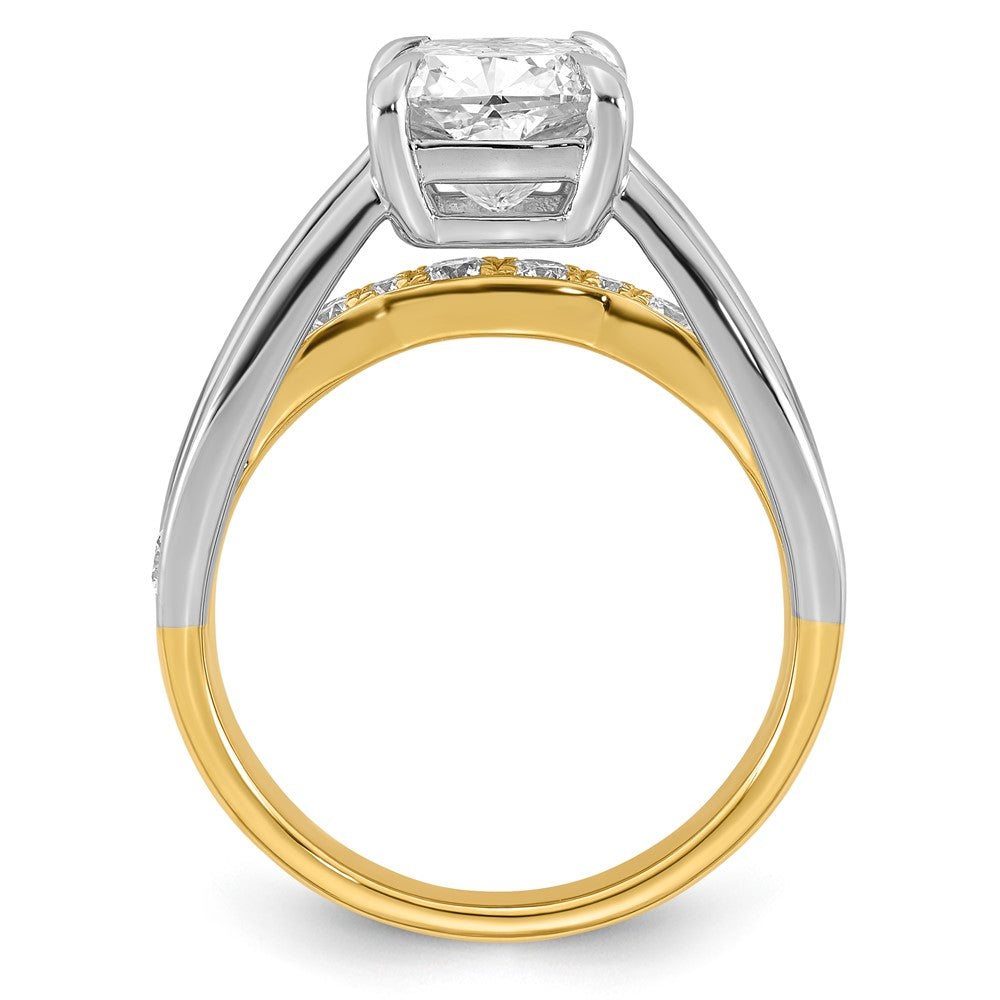 14ktt Certified Cushion Center Lab Grown Diamond VS+ F+ Ring