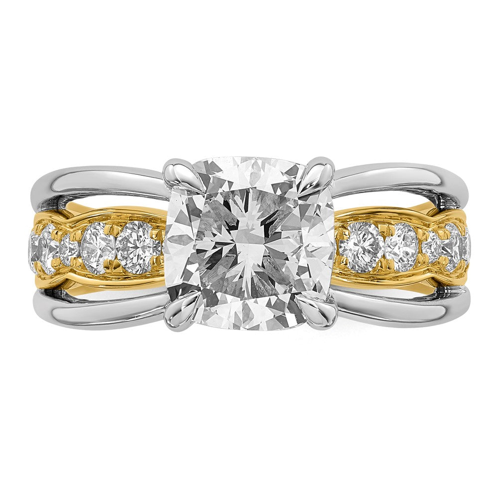 14ktt Certified Cushion Center Lab Grown Diamond VS+ F+ Ring