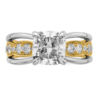 14ktt Certified Cushion Center Lab Grown Diamond VS+ F+ Ring