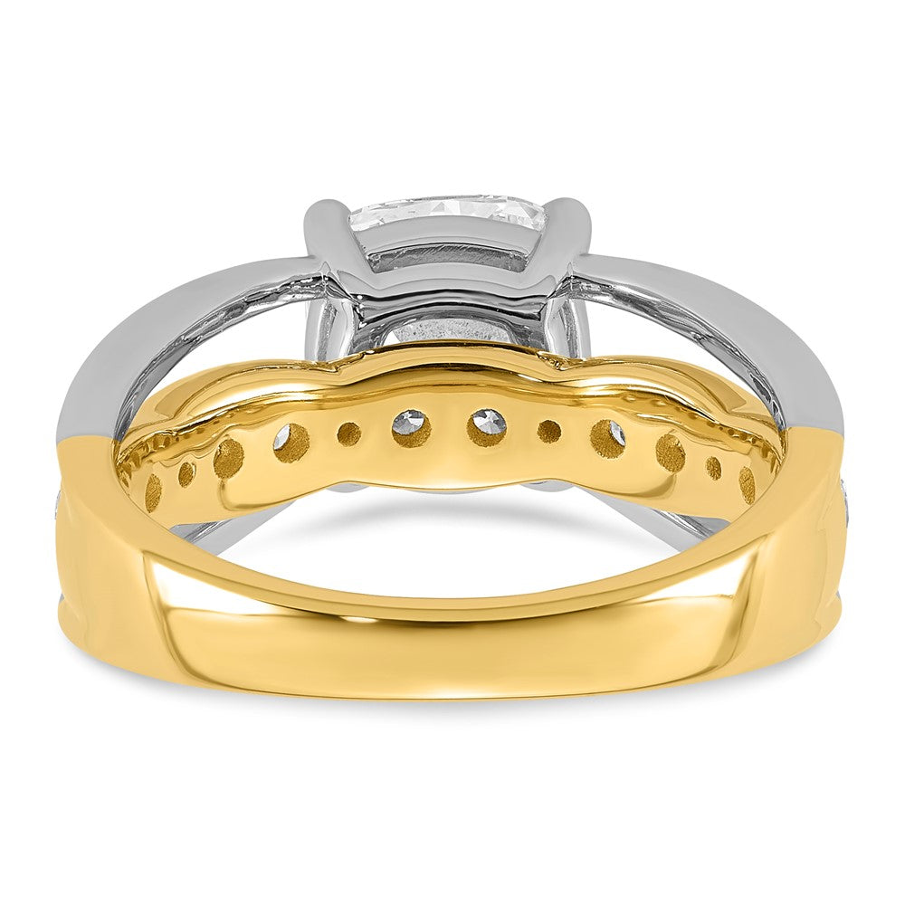 14ktt Certified Cushion Center Lab Grown Diamond VS+ F+ Ring