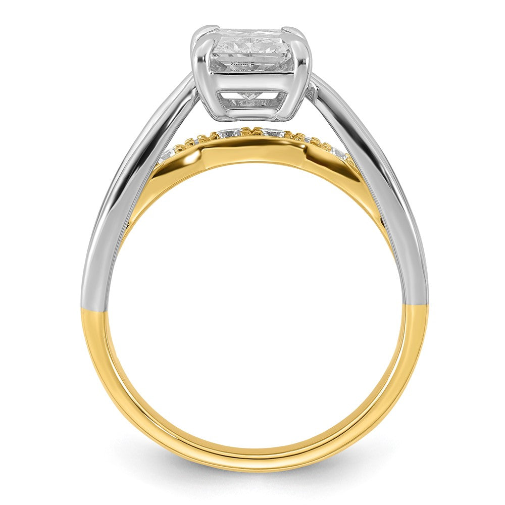 14ktt Certified Emerald Center Lab Grown Diamond VS+ F+ Ring