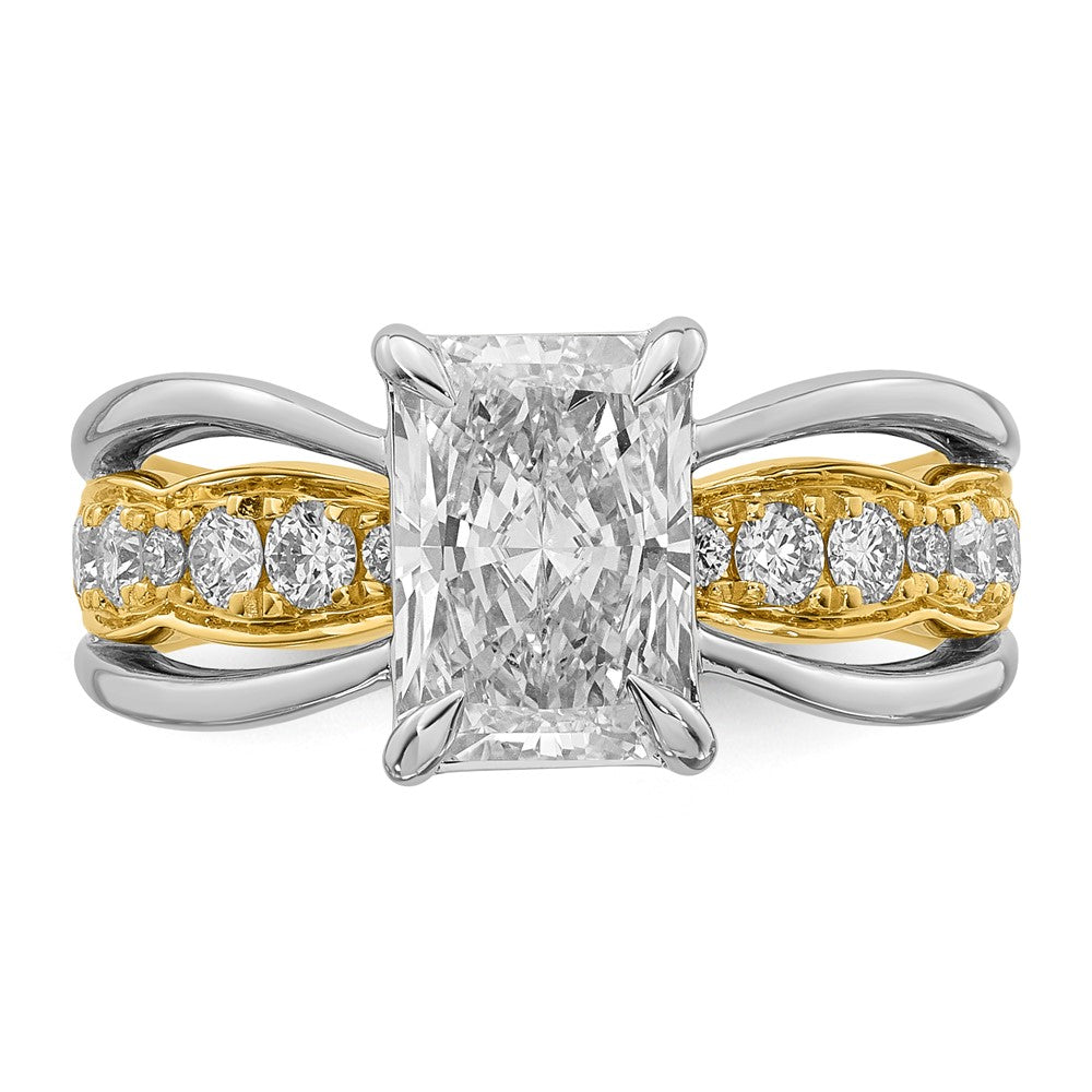 14ktt Certified Emerald Center Lab Grown Diamond VS+ F+ Ring
