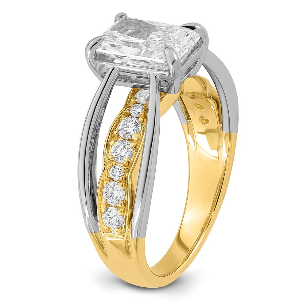 14ktt Certified Emerald Center Lab Grown Diamond VS+ F+ Ring