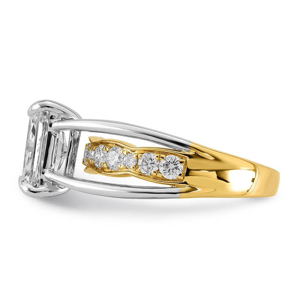 14ktt Certified Emerald Center Lab Grown Diamond VS+ F+ Ring