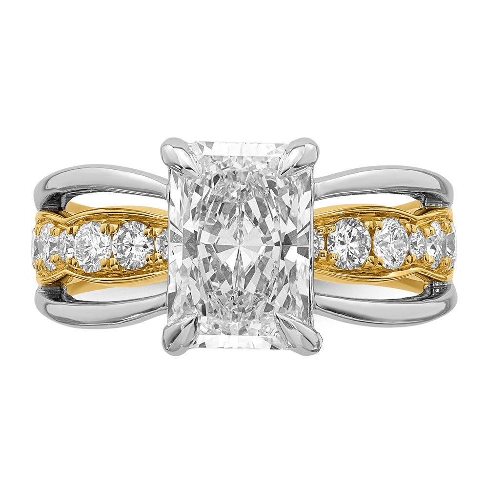 14ktt Certified Emerald Center Lab Grown Diamond VS+ F+ Ring