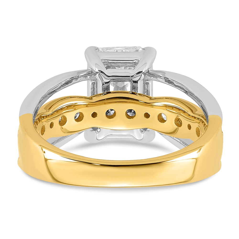 14ktt Certified Emerald Center Lab Grown Diamond VS+ F+ Ring