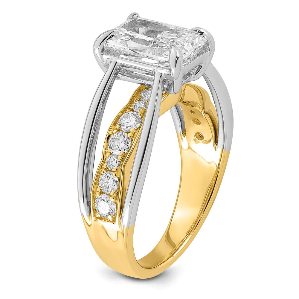 14ktt Certified Emerald Center Lab Grown Diamond VS+ F+ Ring