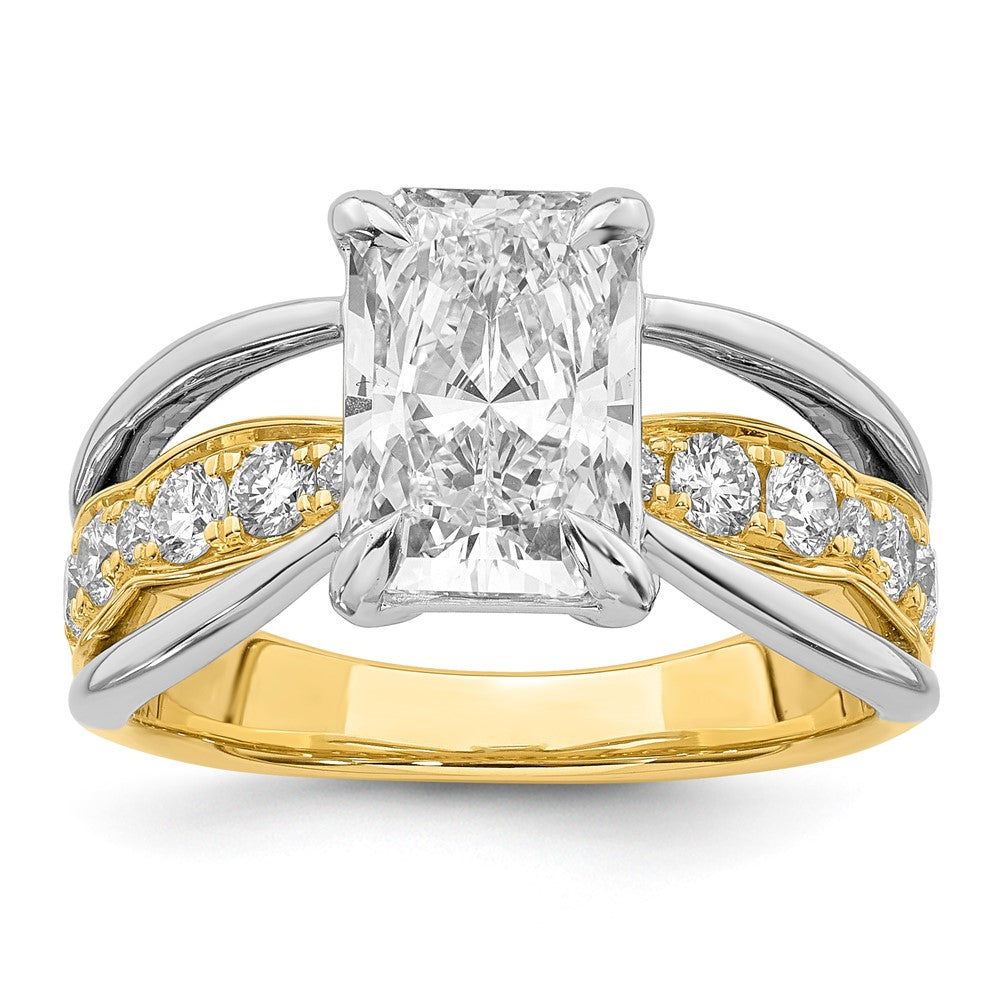 14ktt Certified Emerald Center Lab Grown Diamond VS+ F+ Ring