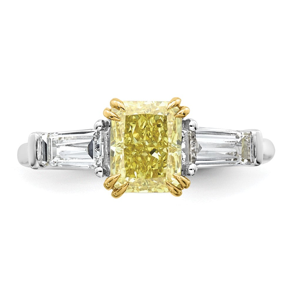 Emma Grace 14ktt 2 1/5ct Lab Grown Dia Cert Vivid Yellow & VS+ F+ Comp Ring