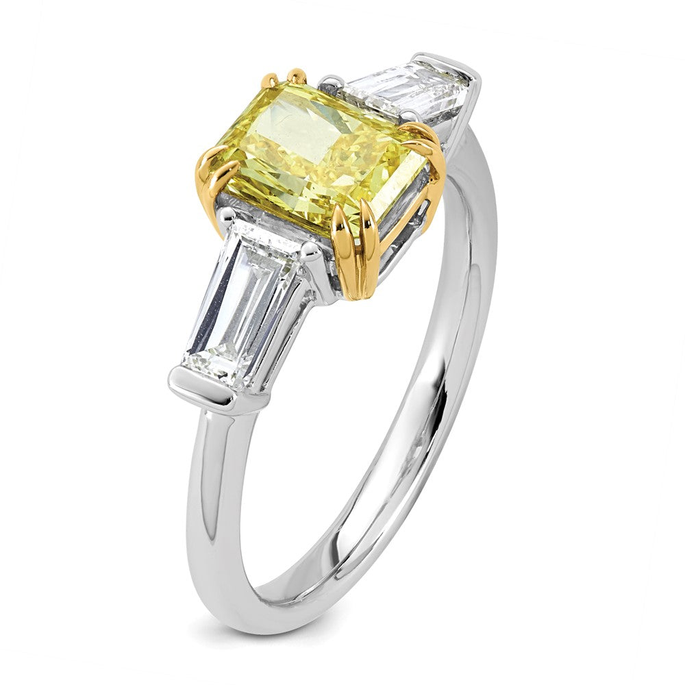 Emma Grace 14ktt 2 1/5ct Lab Grown Dia Cert Vivid Yellow & VS+ F+ Comp Ring