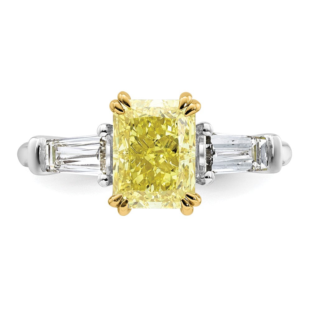Emma Grace 14ktt 2 3/4ct Lab Grown Dia Cert Vivid Yellow & VS+ F+ Comp Ring
