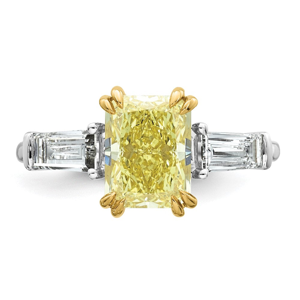 Emma Grace 14ktt 3 1/3ct Lab Grown Dia Cert Vivid Yellow & VS+ F+ Comp Ring