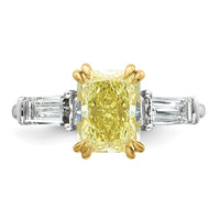 Emma Grace 14ktt 3 1/3ct Lab Grown Dia Cert Vivid Yellow & VS+ F+ Comp Ring