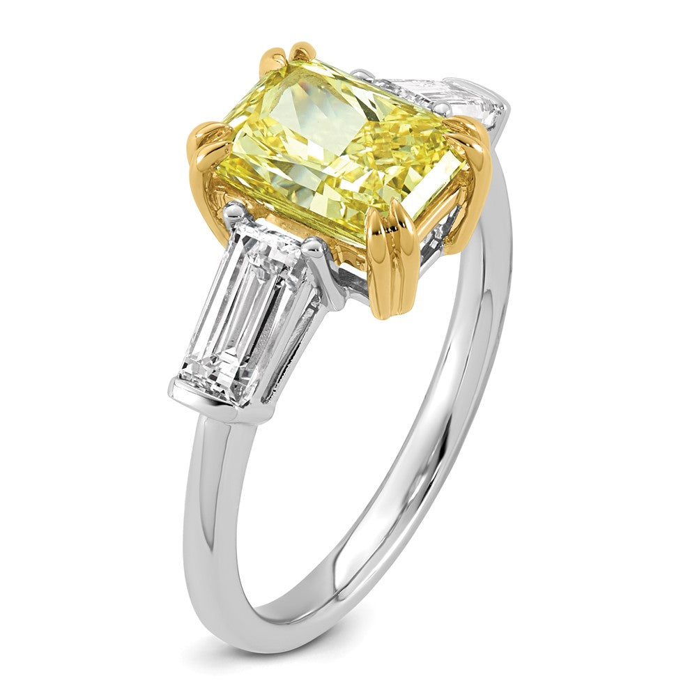 Emma Grace 14ktt 3 1/3ct Lab Grown Dia Cert Vivid Yellow & VS+ F+ Comp Ring