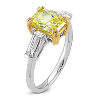 Emma Grace 14ktt 3 1/3ct Lab Grown Dia Cert Vivid Yellow & VS+ F+ Comp Ring